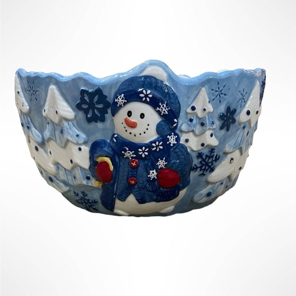 Festive‎ Snowman Large Ceramic Bowl